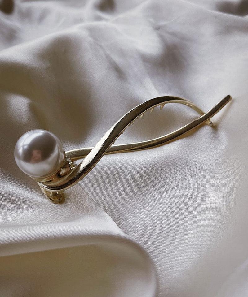 arnew hair claws Small S.line pearl hairclip